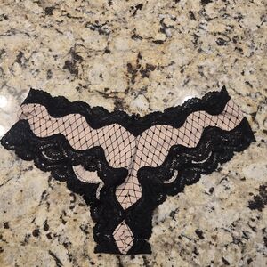 Victoria's Secret Black Lace and Nude Mesh Panties Sexy Little Things NWOT
